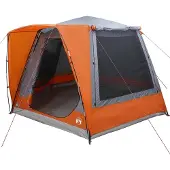 vidaXL Campingzelt Hütte Grau und Orange 420 x 420 x 227 cm Polyester