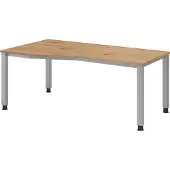 Froschkönig24 Freiformtisch Q-Serie | 4-Fuß-Gestell | höheneinstellbar | extrem stabil, Farbe Tischplatte:Asteiche, Farbe Gestell:Silber