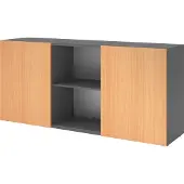 Hammerbacher Sideboard 2OH mit Schiebetüren Graphit/Silb.