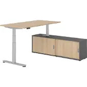 Hammerbacher Sitz-Steh Kombi 160x80cm, Eiche/Silber