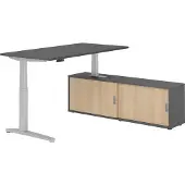 Hammerbacher Sitz-Steh Kombi 160x80cm, Graphit/Silber