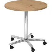 Hammerbacher Säulenhubtisch 80cm rund Asteiche/Chrom