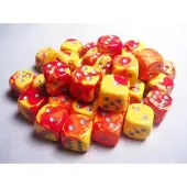 Chessex Gemini 12mm d6 Red-Yellow/silver Dice Block (36 dice)