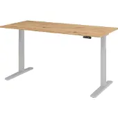 Hammerbacher Sitz-Steh-Schreibtisch XMKA19 1800 x 800 x 700-1200 mm Asteiche/silber