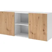Hammerbacher Sideboard 2OH mit Schiebetüren Weiss/Asteiche