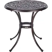 Beliani Garten Beistelltisch Braun Aluminium Rund mit Sonnenschirmloch Französischer Vintage Stil Antikoptik Outdoor Balkon Terrasse Garten Ausstattung