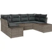 vidaXL Gartensofa-set 6 stk. Grau Poly-Rattan