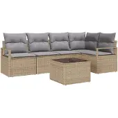 vidaXL Sofa Set 6 Stk. Beige [Synthetisch]: Poly Rattan