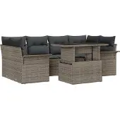 vidaXL Gartensofa-set 7 stk. Grau [Synthetisch]: Poly Rattan