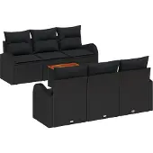 vidaXL Gartensofa-set 7 Stk. Schwarz Poly-Rattan