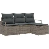 vidaXL Sofa Set 4 Stk. Grau [Synthetisch]: Poly Rattan