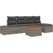 vidaXL Gartensofa-set 6 stk. Grau Poly-Rattan