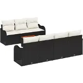 vidaXL Gartensofa-set mit Speicher 8 pcs Schwarz und Creme Poly-Rattan