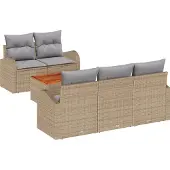 vidaXL Gartensofa-set 6 stk. Beige und Hellgrau Poly-Rattan