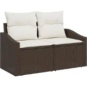 vidaXL Garten-Sofa mit Kissen 123 x 62 x 69 cm Poly-Rattan