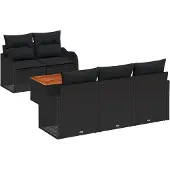 vidaXL Gartensofa-set 6 stk. 5-Sitzanzahl Schwarz Poly-Rattan