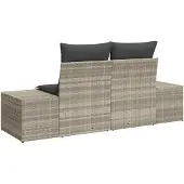 vidaXL Gartensofa mit Kissen Grau 184 x 62 x 69 cm Poly-Rattan