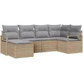 vidaXL Sofa Set 6 stk. Beige [Synthetisch]: Poly Rattan