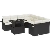 vidaXL Gartensofa-set 9 stk. Schwarz [Synthetisch]: Poly Rattan