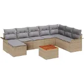 vidaXL Gartensofa-set 9 pcs Beige und Hellgrau Poly-Rattan