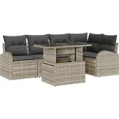 vidaXL Gartensofa-set mit Kissen mit Kissen 6 pcs Hellgrau Poly Rattan
