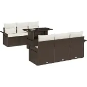 vidaXL Gartensofa-set 7 Stk. Braun [Synthetisch]: Poly Rattan