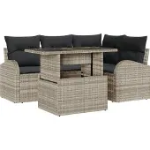 vidaXL Gartensofa-set 5 stk. 4-Sitzanzahl Hellgrau Poly Rattan