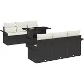 vidaXL Gartensofa-set 7 stk. Schwarz [Synthetisch]: Poly Rattan