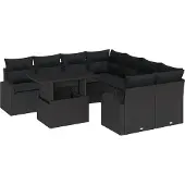 vidaXL Garten-Sofa-Set 9 stk. Schwarz Poly Rattan