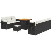 vidaXL Gartensofa-set 10 stk. Schwarz Poly-Rattan