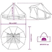 vidaXL Tipi Zelt mit Dach Grau und Orange 508 x 470 x 300 cm Taft