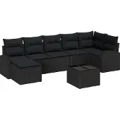 vidaXL Gartensofa-set 8 stk. Schwarz [Synthetisch]: Poly Rattan