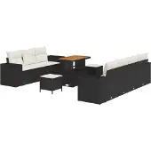 vidaXL Gartensofa-set 10 stk. Schwarz Poly-Rattan