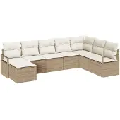 vidaXL Sofa Set 8 stk. Beige [Synthetisch]: Poly Rattan
