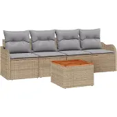 vidaXL Gartensofa-set 5 Stk. 4-Sitzanzahl Beige und Hellgrau