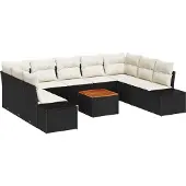 vidaXL Garten-Sofa-Set 10 stk. Schwarz und Weiß
