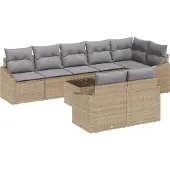 vidaXL Sofa Set 9 Stk. Beige [Synthetisch]: Poly Rattan
