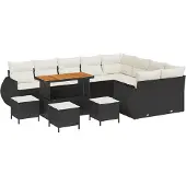 vidaXL Gartensofa-set 13 stk. Schwarz Poly-Rattan