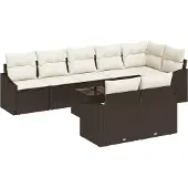 vidaXL Sofa Set 9 stk. Braun [Synthetisch]: Poly Rattan