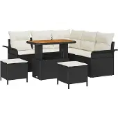 vidaXL Garten-Sofa-Set 8 stk. 7-Sitzanzahl Schwarz und Creme