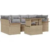 vidaXL Gartensofa-set 7 stk. Beige [Synthetisch]: Poly Rattan