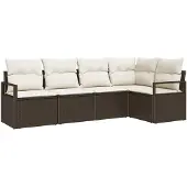 vidaXL Sofa Set 5 Stk. Braun [Synthetisch]: Poly Rattan