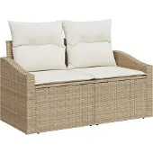 vidaXL Garten-Sofa mit Kissen 123 x 62 x 69 cm Poly-Rattan