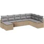 vidaXL Sofa Set 8 Stk. Beige [Synthetisch]: Poly Rattan
