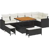 vidaXL Gartensofa-set 9 stk. Schwarz Poly-Rattan