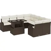 vidaXL Garten-Sofa-Set 9 stk. Braun Poly Rattan