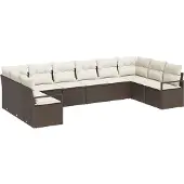 vidaXL Sofa Set 10 stk. Braun [Synthetisch]: Poly Rattan