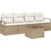 vidaXL Sofa Set 5 pcs Beige und Creme Poly-Rattan