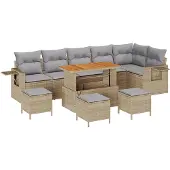 vidaXL Gartensofa-set 10 Stk. Beige Poly-Rattan