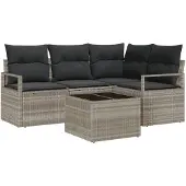 vidaXL Sofa Set 5 stk. Hellgrau [Synthetisch]: Poly Rattan